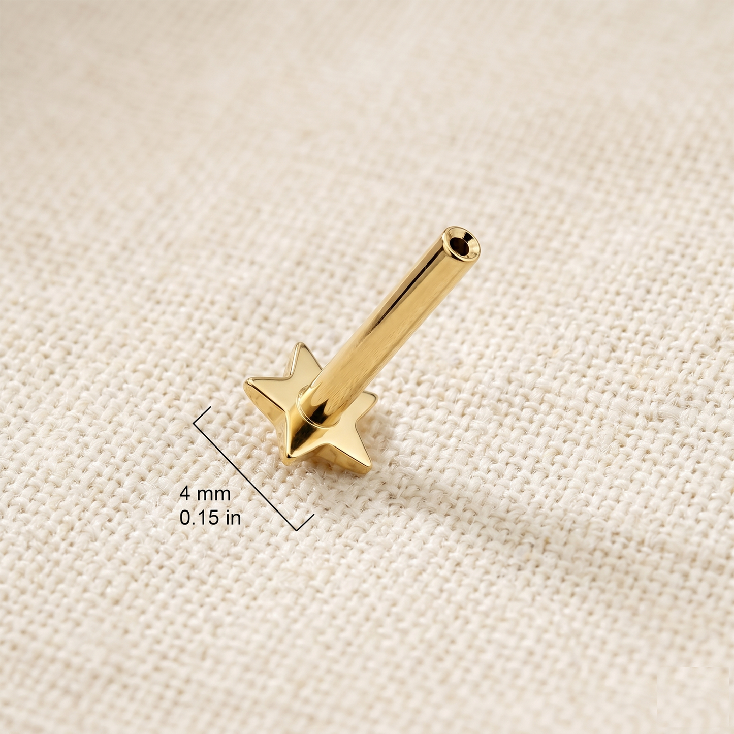 Gold Titanium Star Convex Threadless Labret Bar 16G 18G