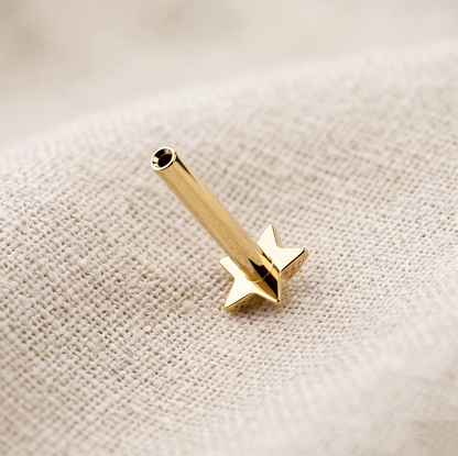 Gold Titanium Star Convex Threadless Labret Bar 16G 18G