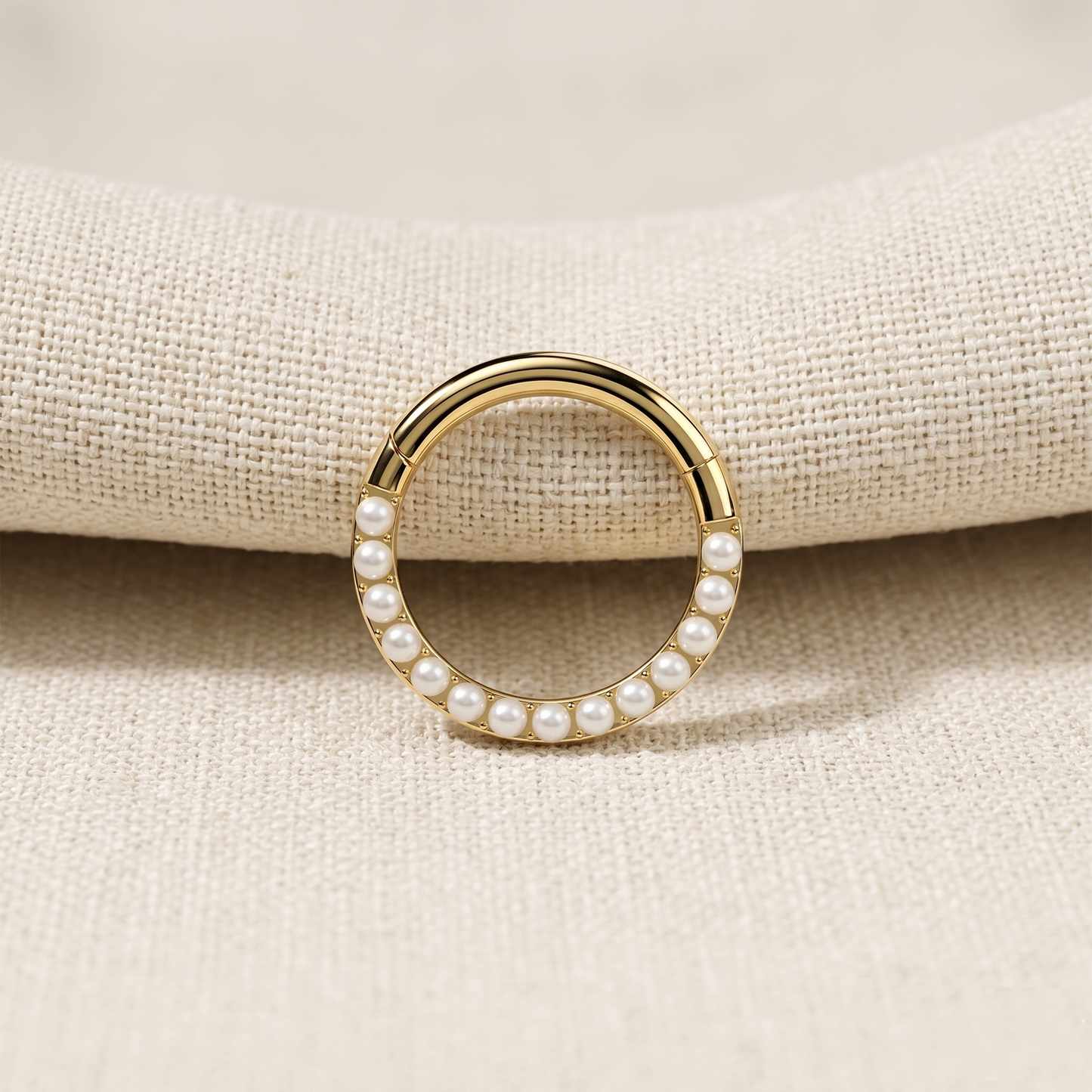 Titanium Pearl Front Hinged Segment Ring
