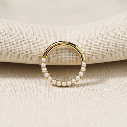 Titanium Pearl Front Hinged Segment Ring