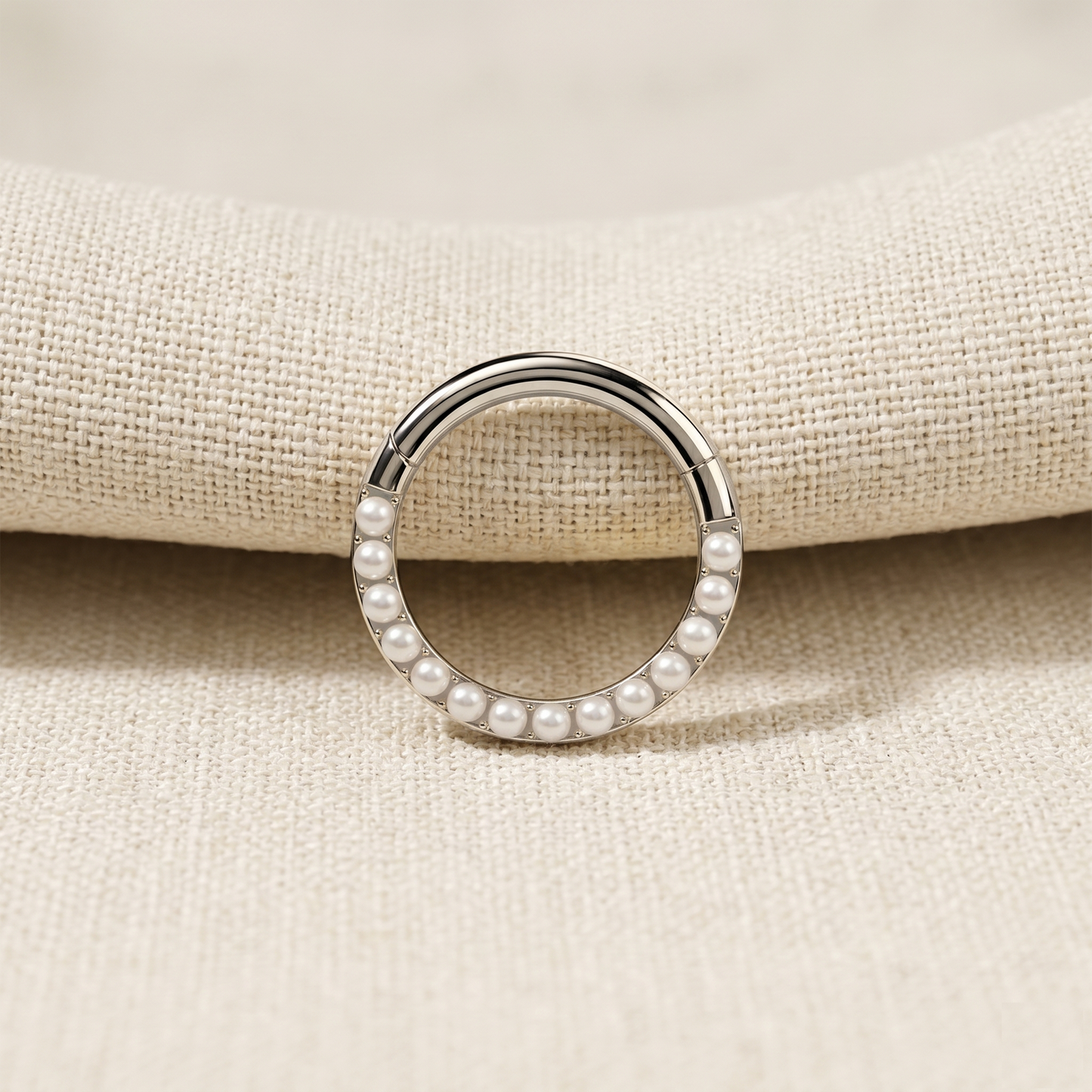 Titanium Pearl Front Hinged Segment Ring