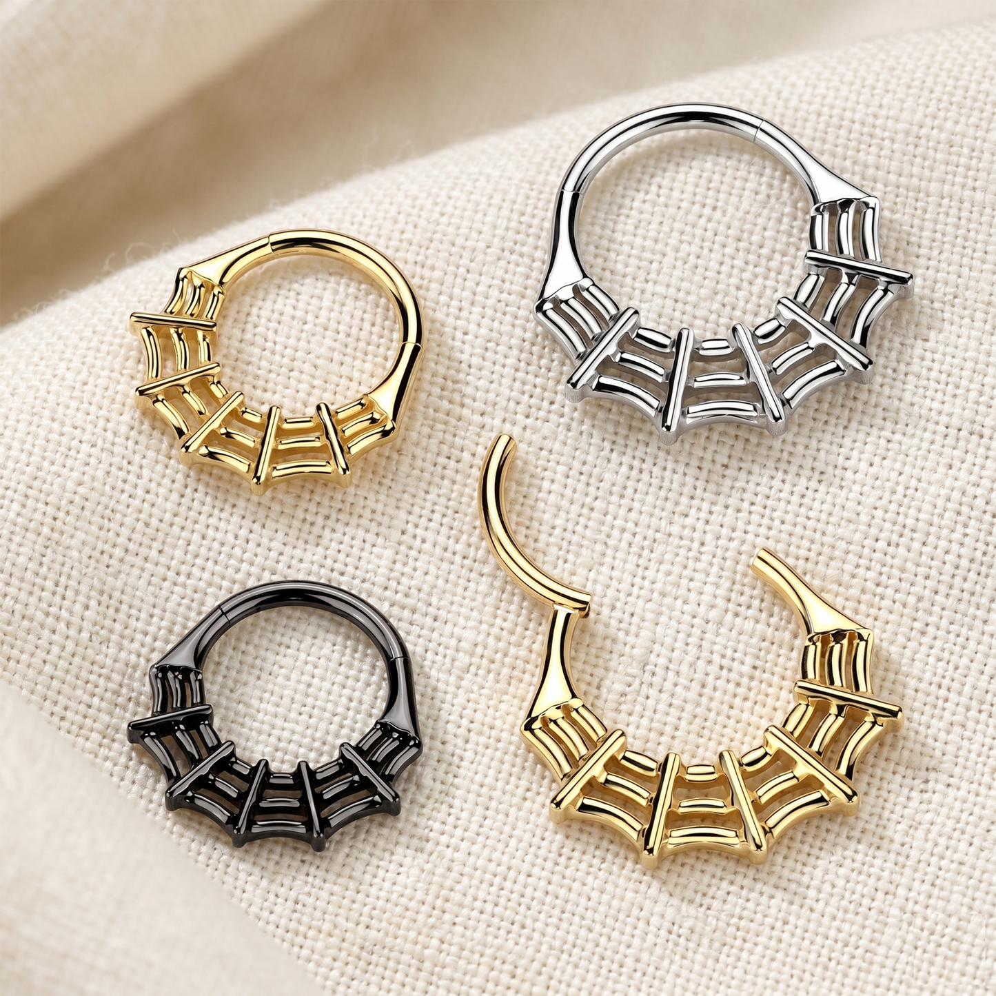 Titanium Spider Web Hinged Segment Ring 16G