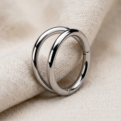 Titanium Hinged Double Hoop Segment Ring