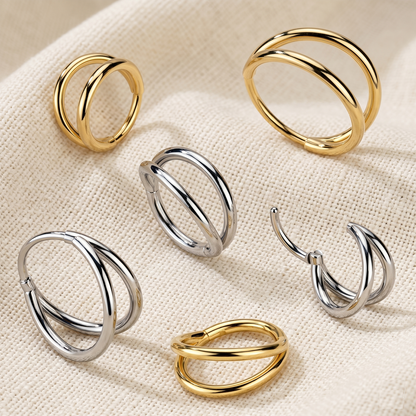 Titanium Hinged Double Hoop Segment Ring