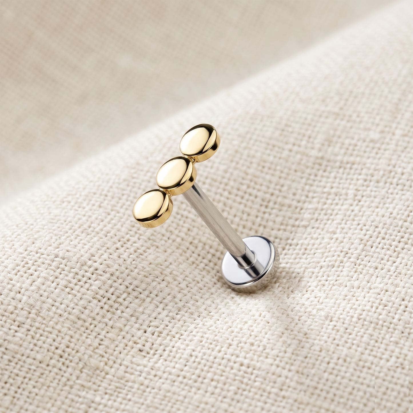 Titanium Triple Flat Round Threadless Stud