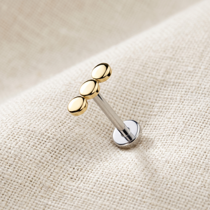 Titanium Triple Flat Round Threadless Stud