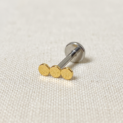 Titanium Triple Flat Round Threadless Stud