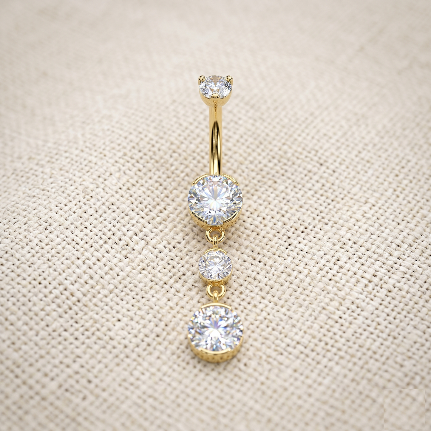 Titanium CZ Dangle Belly Button Ring 14G