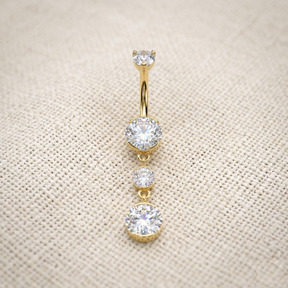 Titanium CZ Dangle Belly Button Ring 14G