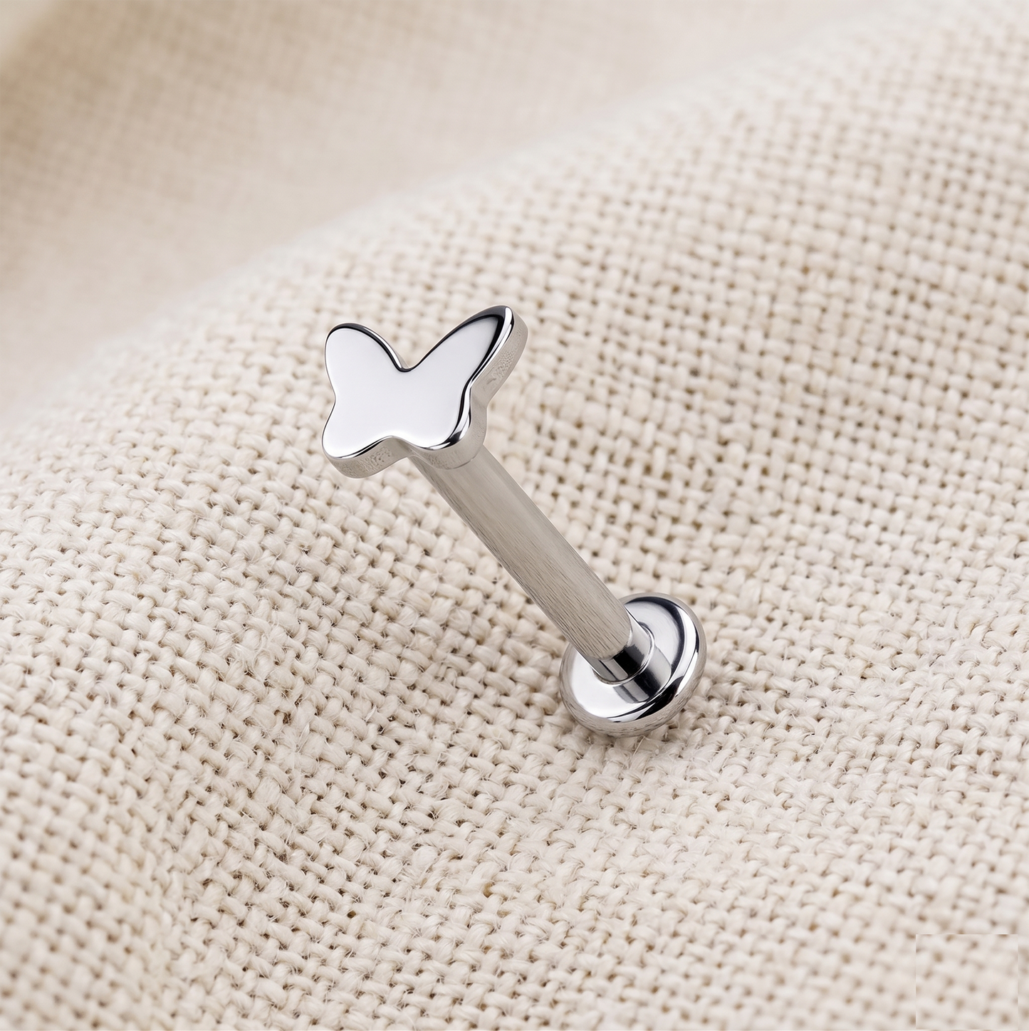 Titanium Butterfly Threaded Labret Stud 16G