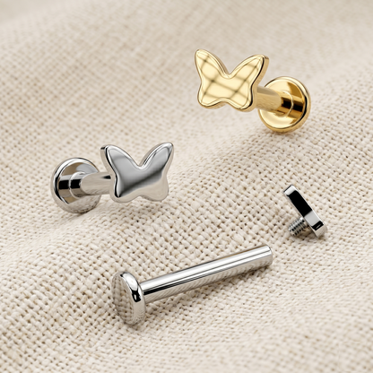 Titanium Butterfly Threaded Labret Stud 16G