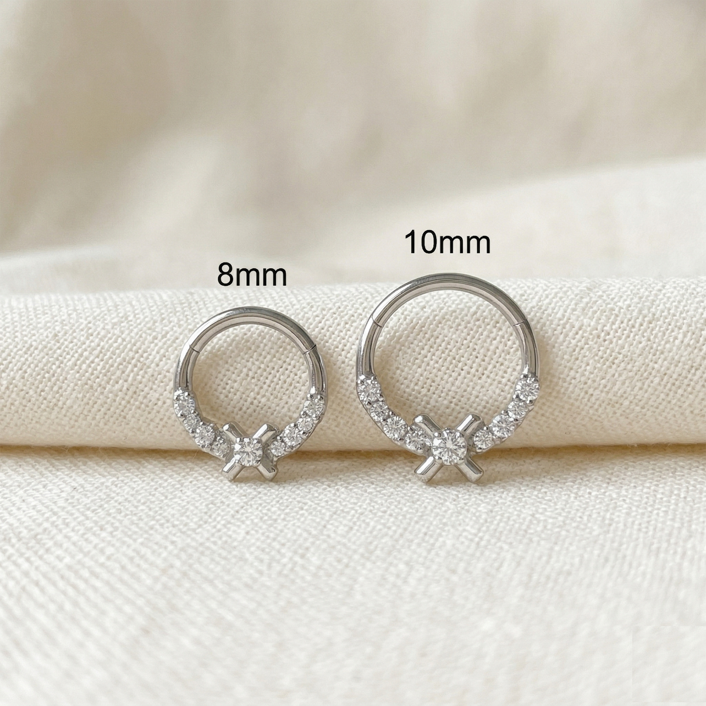 Surgical Steel X CZ Center Hinged Hoop 16G