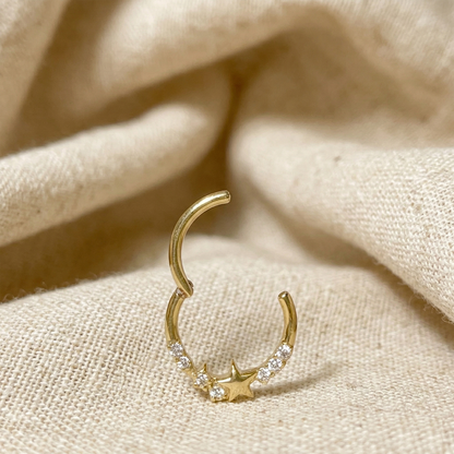Surgical Steel Star CZ Hinged Hoop 16G