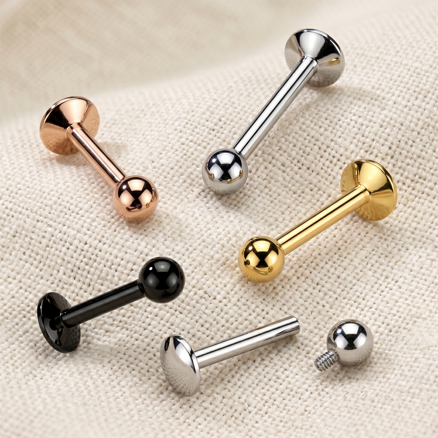 Titanium Round Ball Threaded Labret Stud 16G