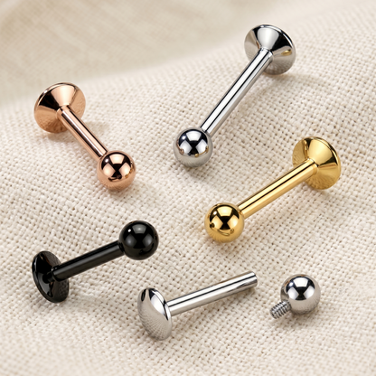 Titanium Round Ball Threaded Labret Stud 16G