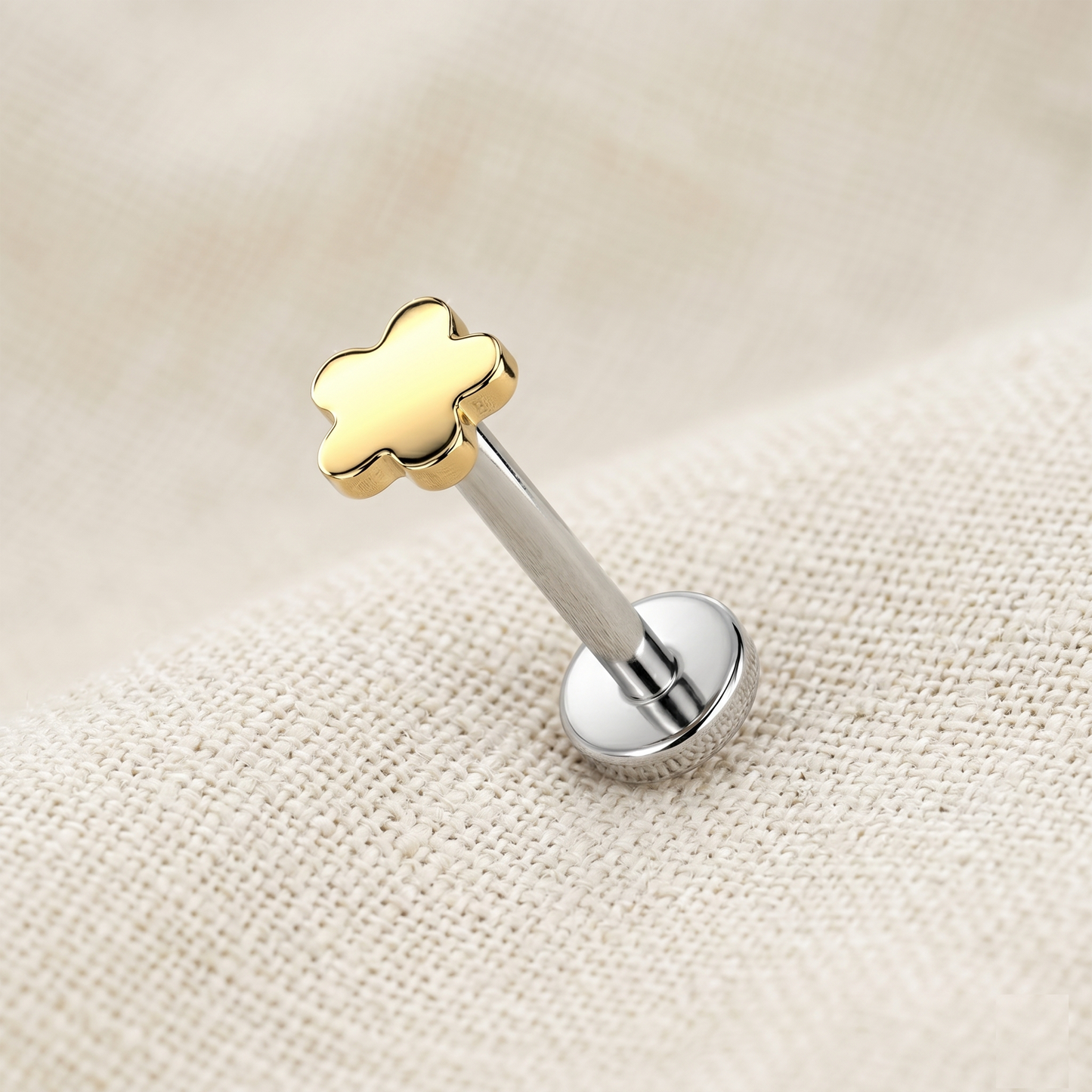Titanium Plain Flower Threadless Stud