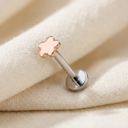 Titanium Plain Flower Threadless Stud