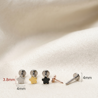 Titanium Plain Flower Threadless Stud
