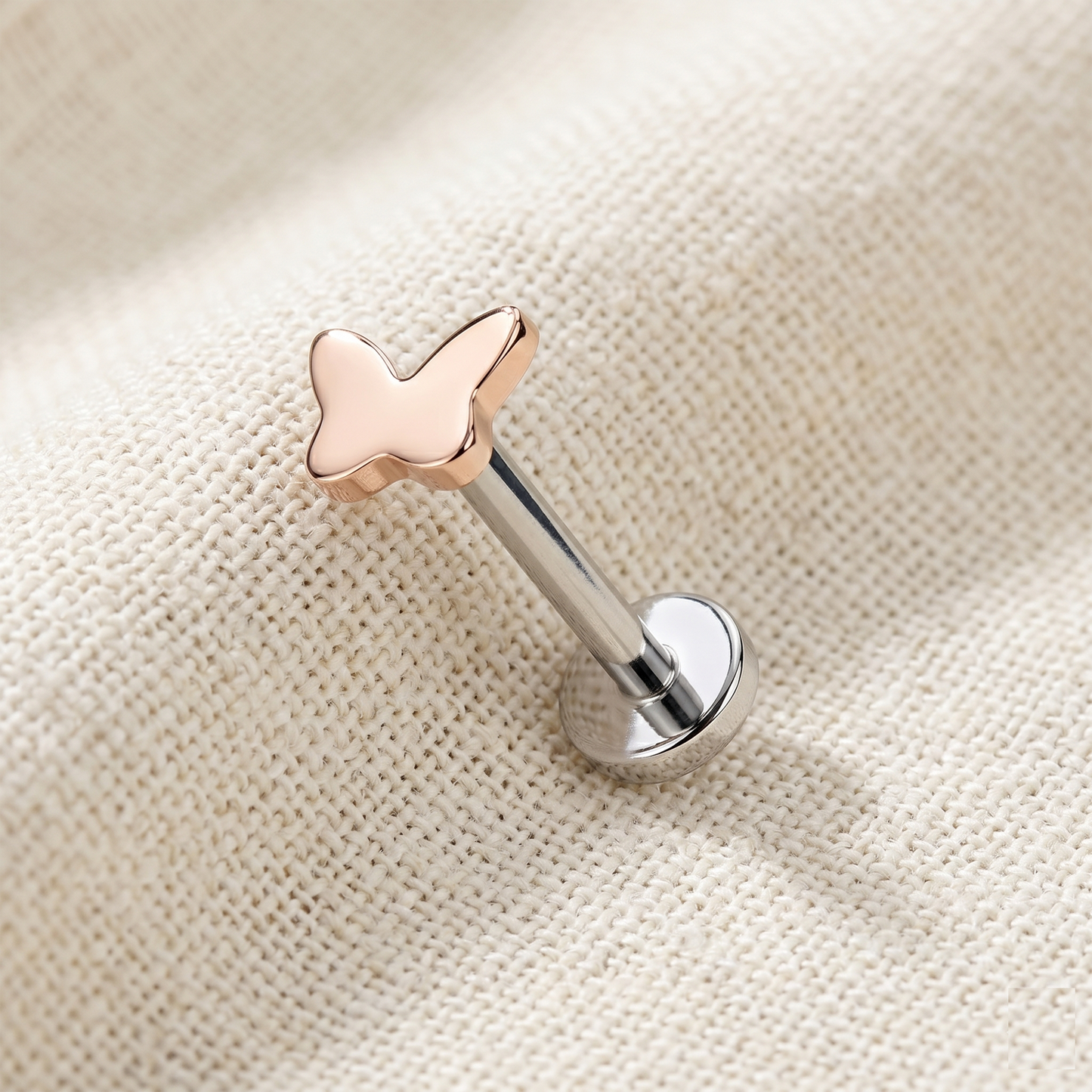 Titanium Threadless Butterfly Top Stud