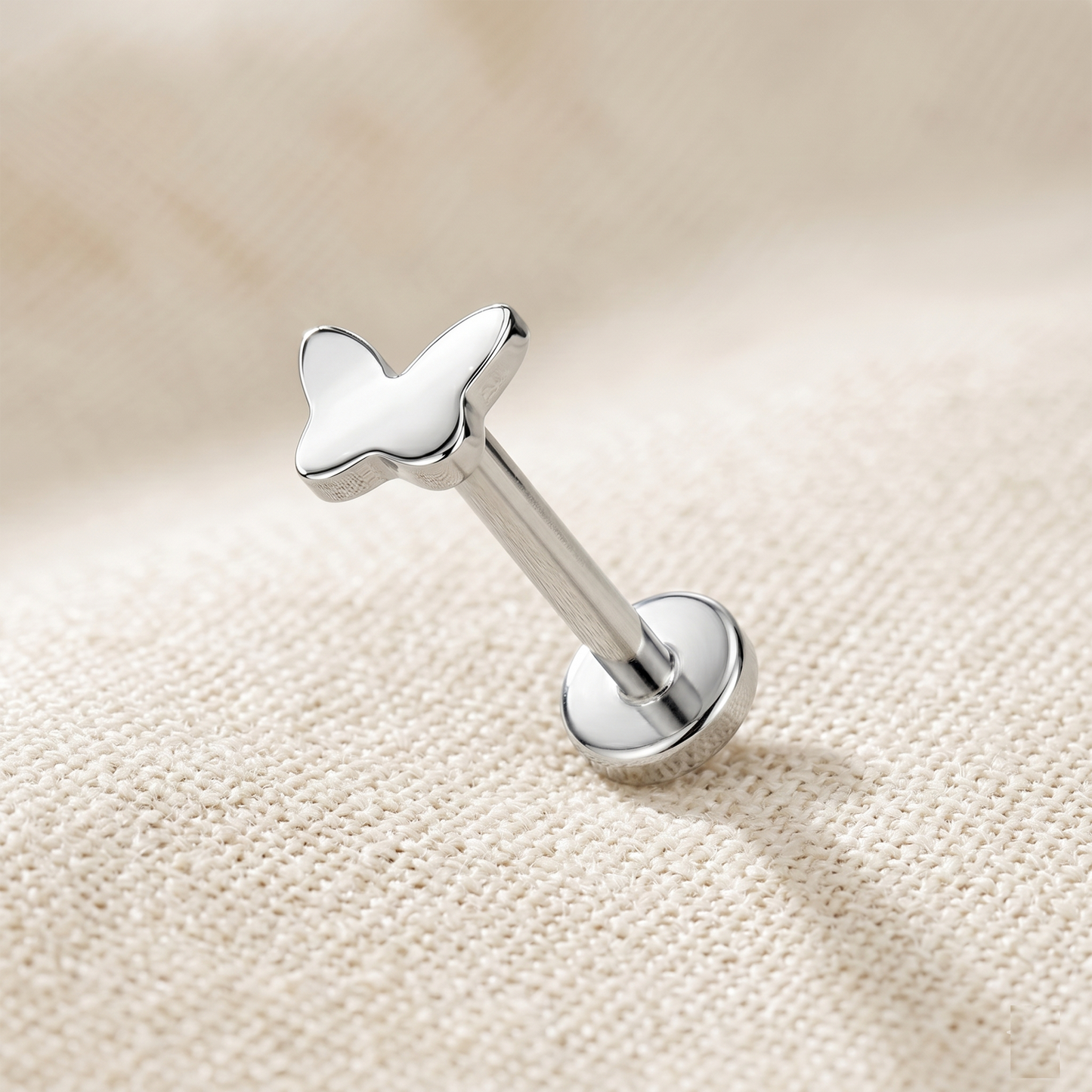 Titanium Threadless Butterfly Top Stud