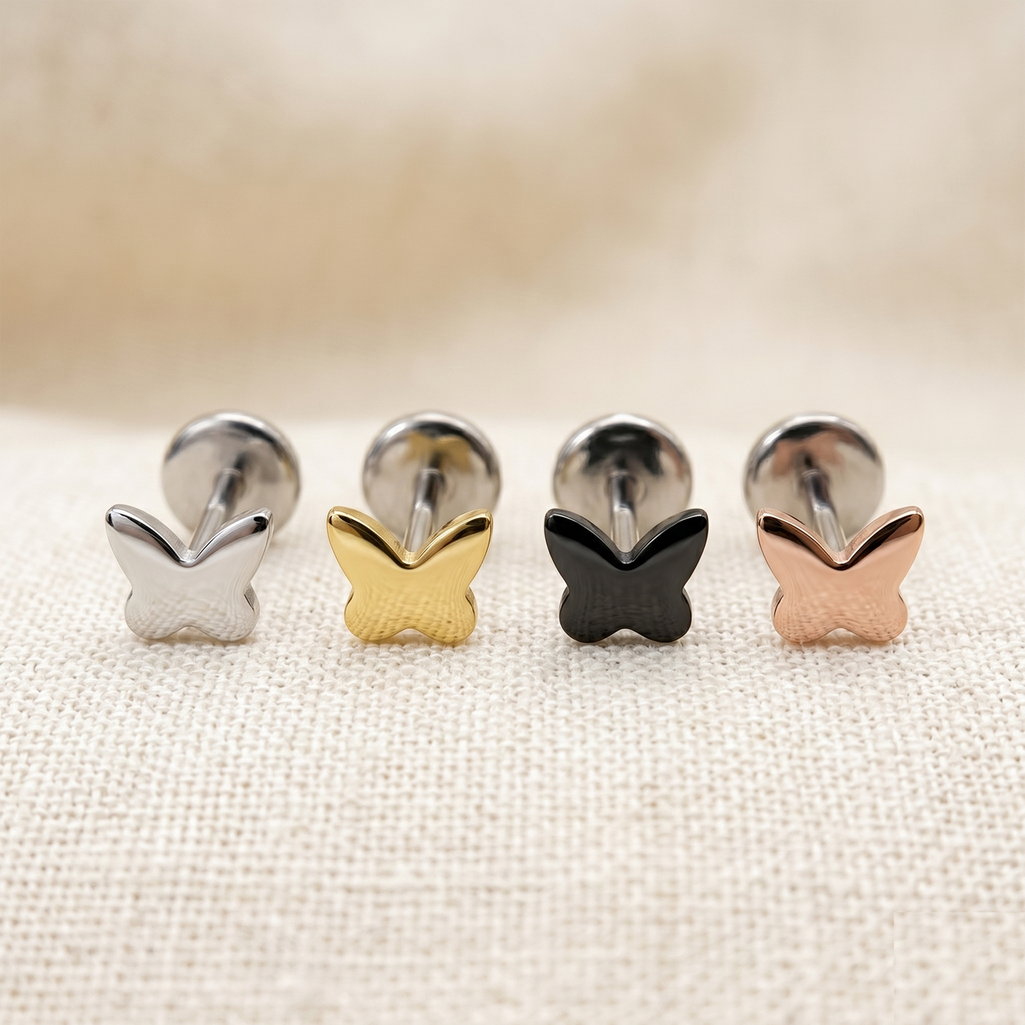 Titanium Threadless Butterfly Top Stud