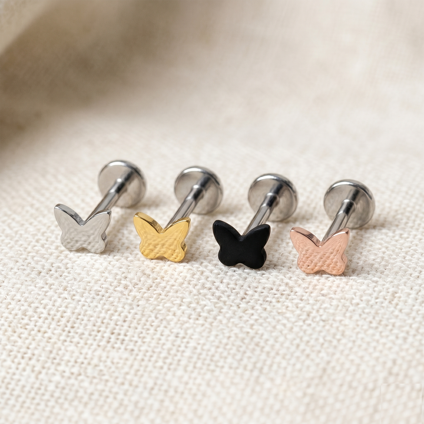 Titanium Threadless Butterfly Top Stud