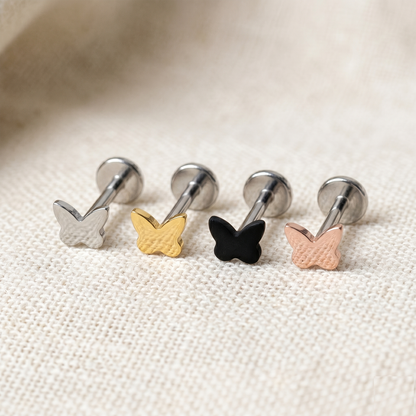 Titanium Threadless Butterfly Top Stud