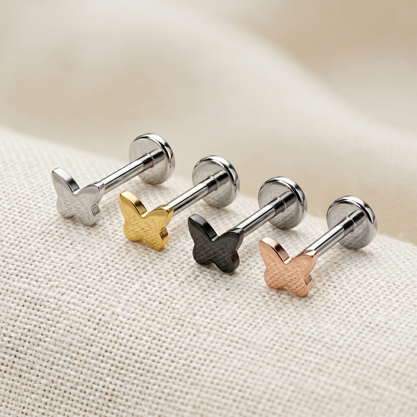 Titanium Threadless Butterfly Top Stud