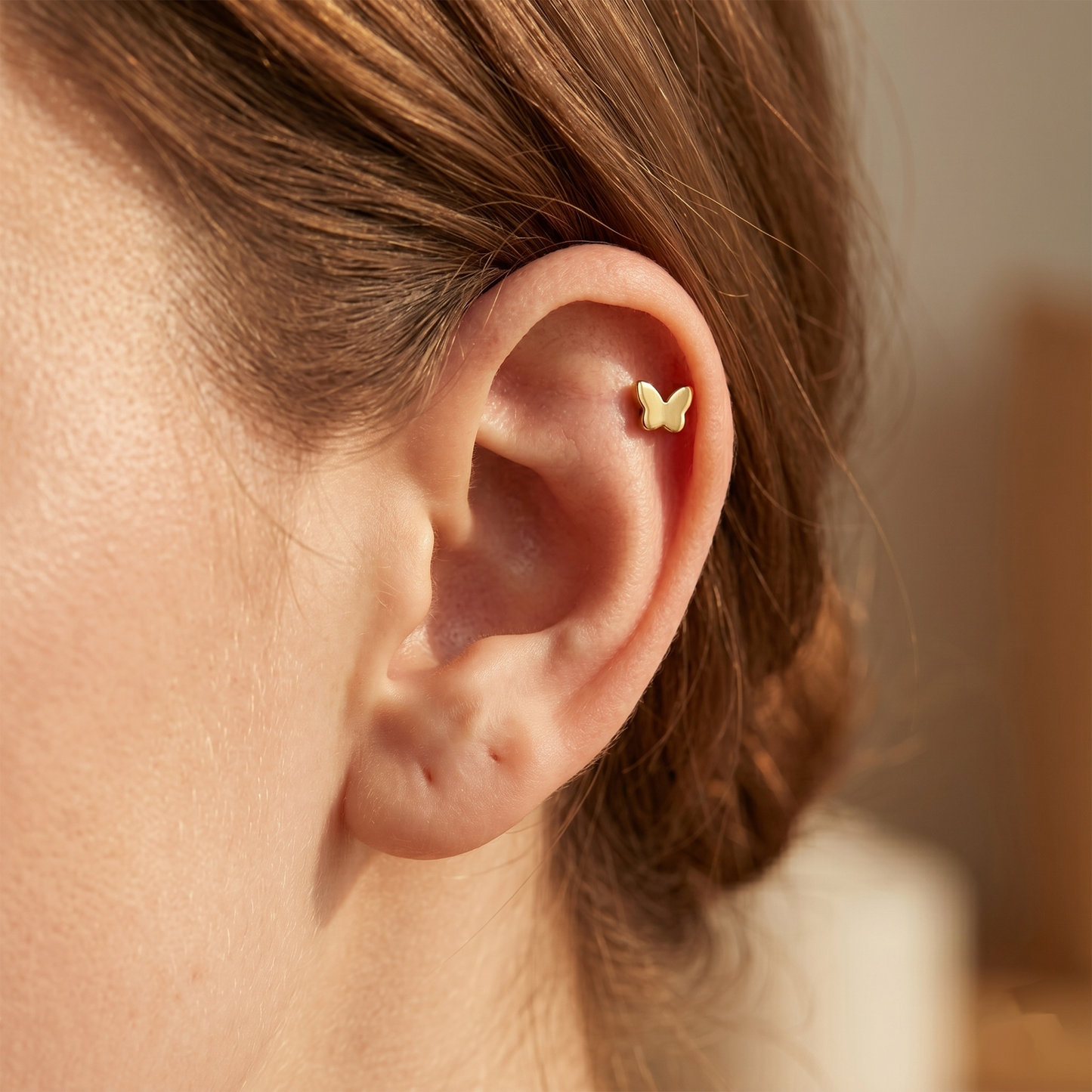 Titanium Threadless Butterfly Top Stud