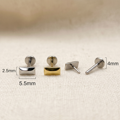Titanium Rounded Rectangle Threadless Stud