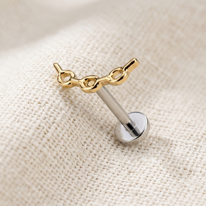 Titanium Threadless Curved Chain Link Top Stud