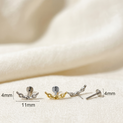 Titanium Threadless Curved Chain Link Top Stud