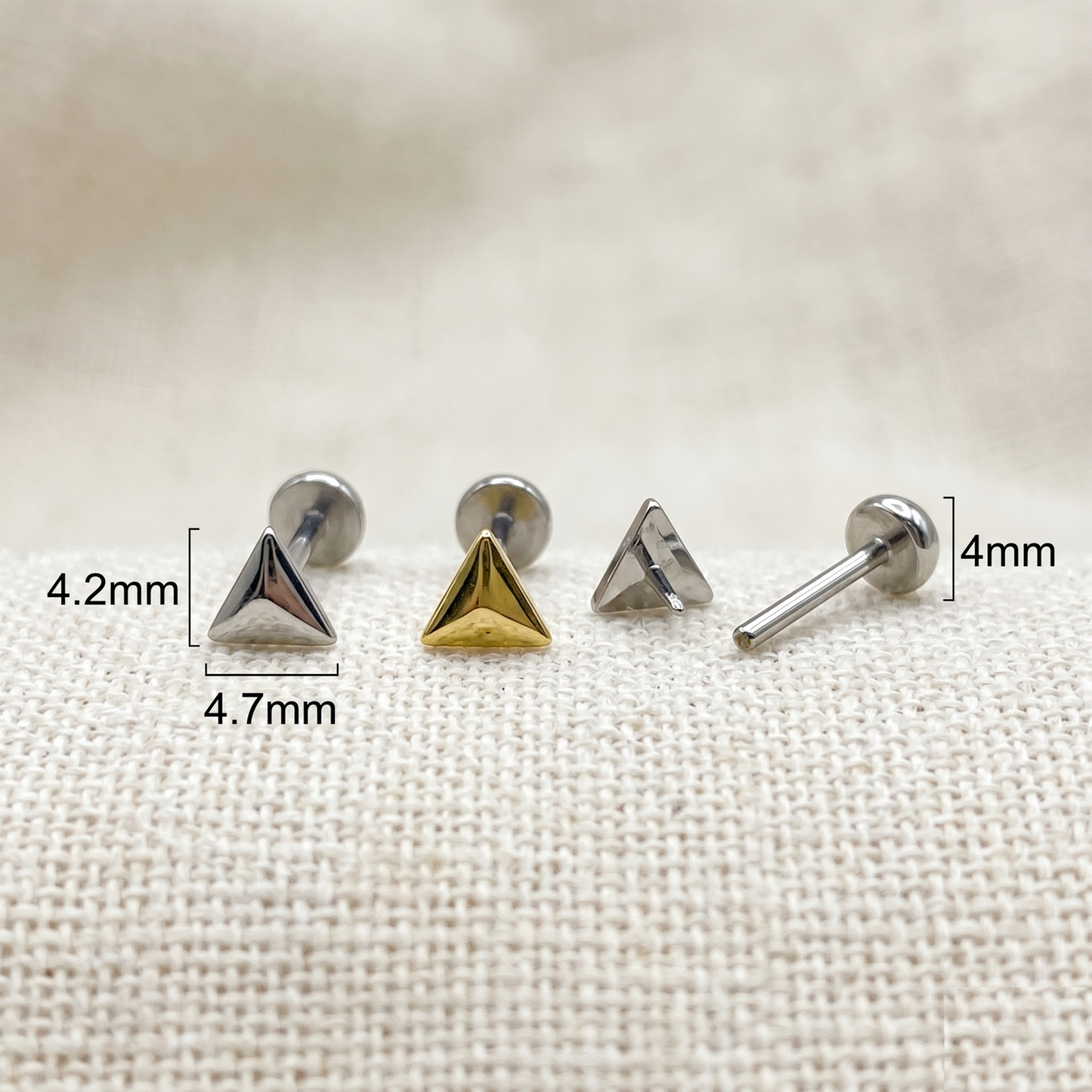 Titanium Rounded Triangle Threadless Stud