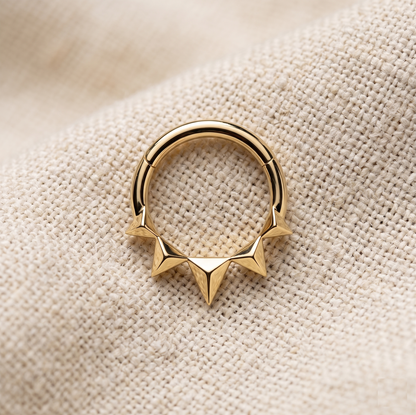 Surgical Steel Pyramid Hinged Clicker Ring 16G
