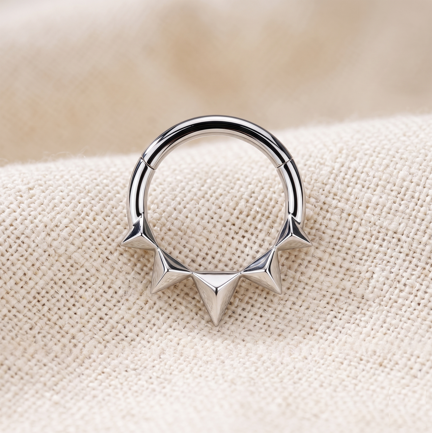 Surgical Steel Pyramid Hinged Clicker Ring 16G