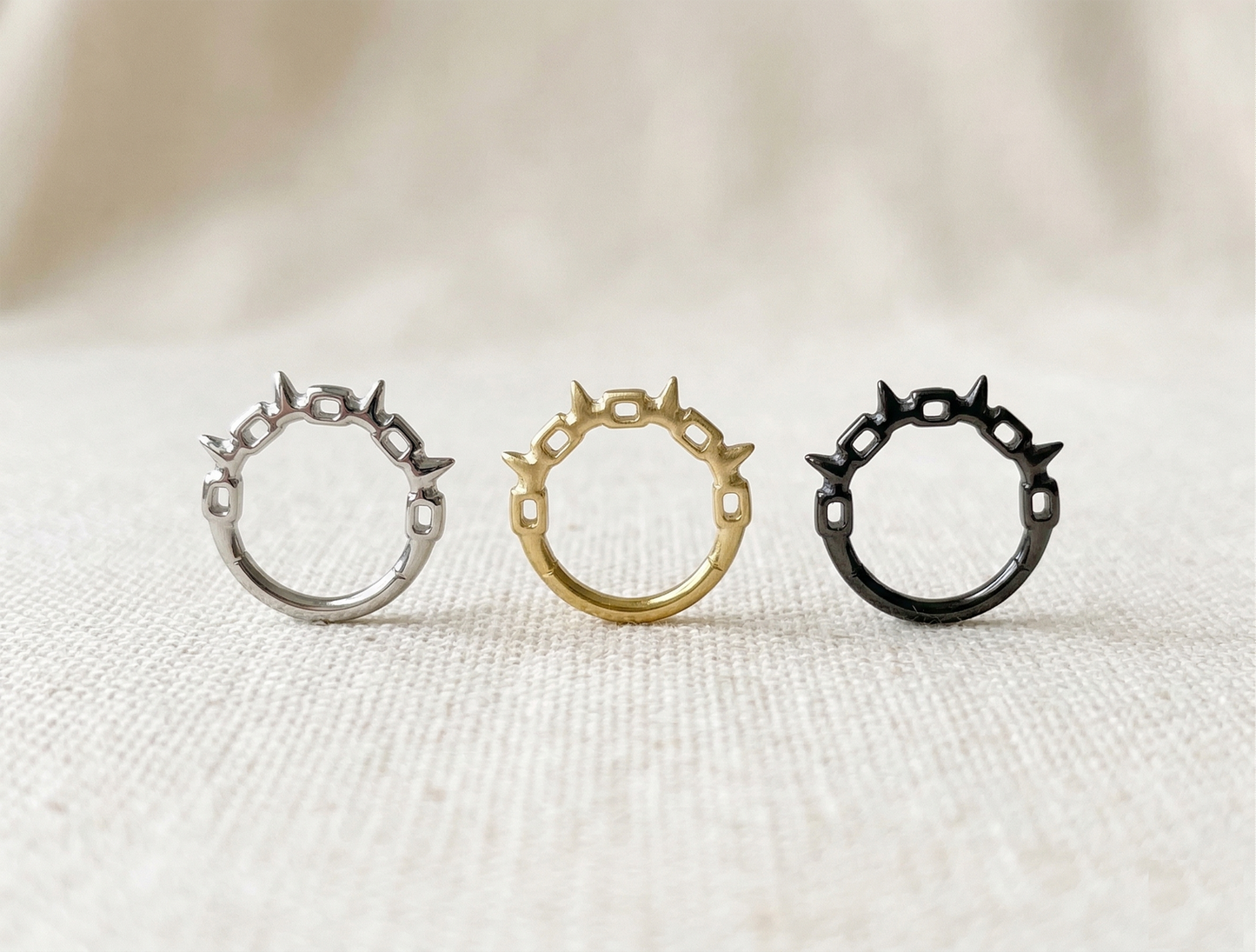 Surgical Steel Chain Link Spike Hinged Clicker Ring 16G