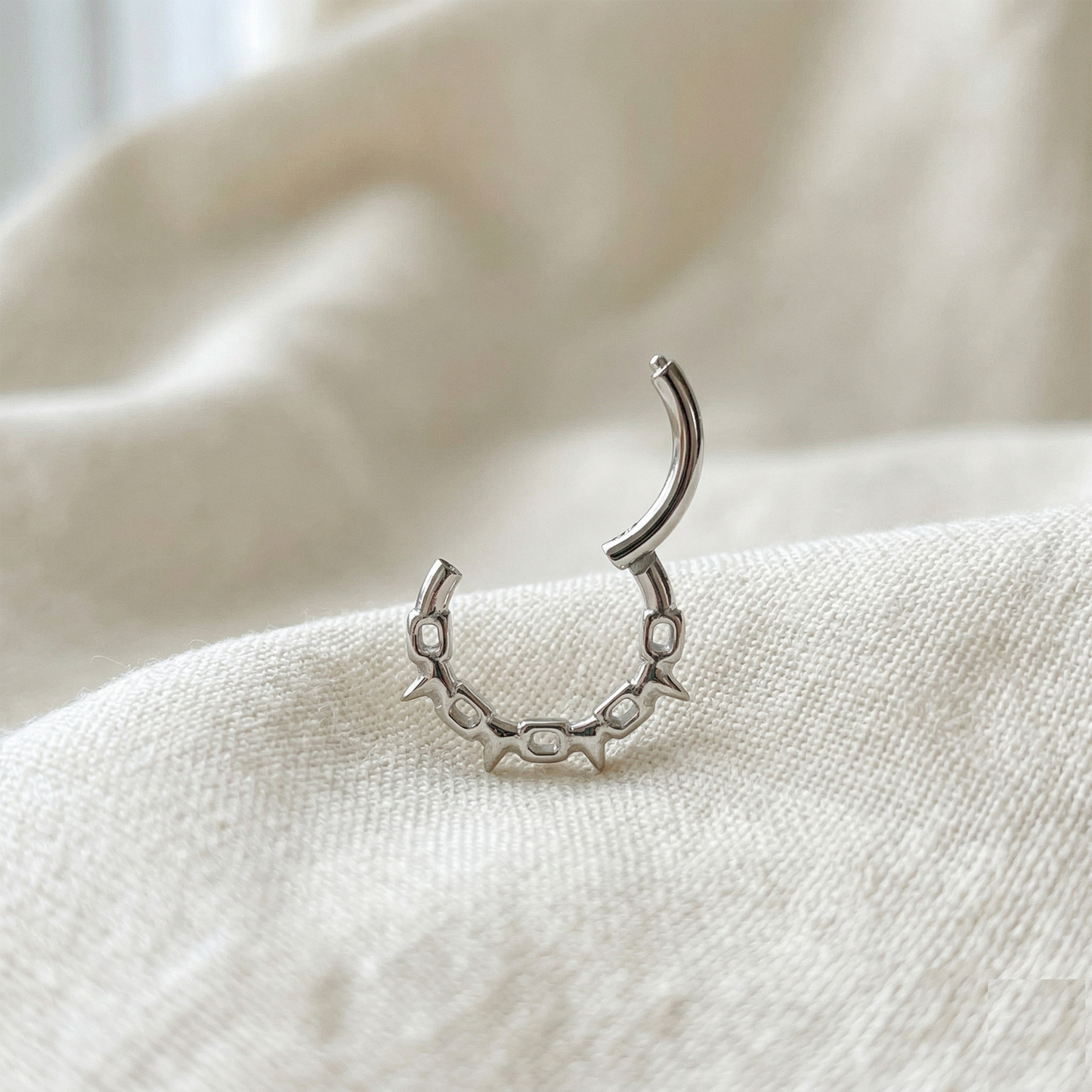 Surgical Steel Chain Link Spike Hinged Clicker Ring 16G