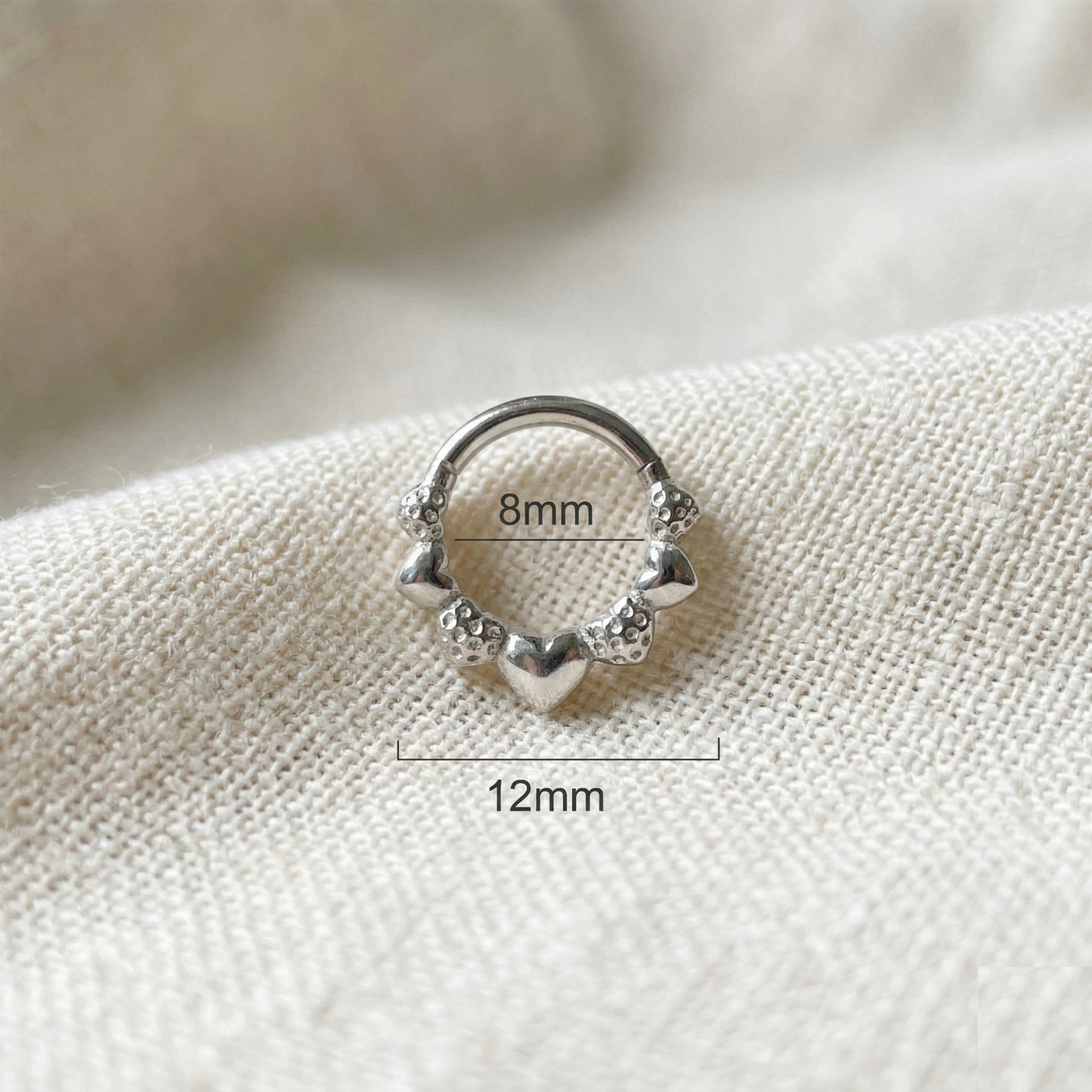 Surgical Steel Hearts CZ Hinged Clicker Hoop 16G