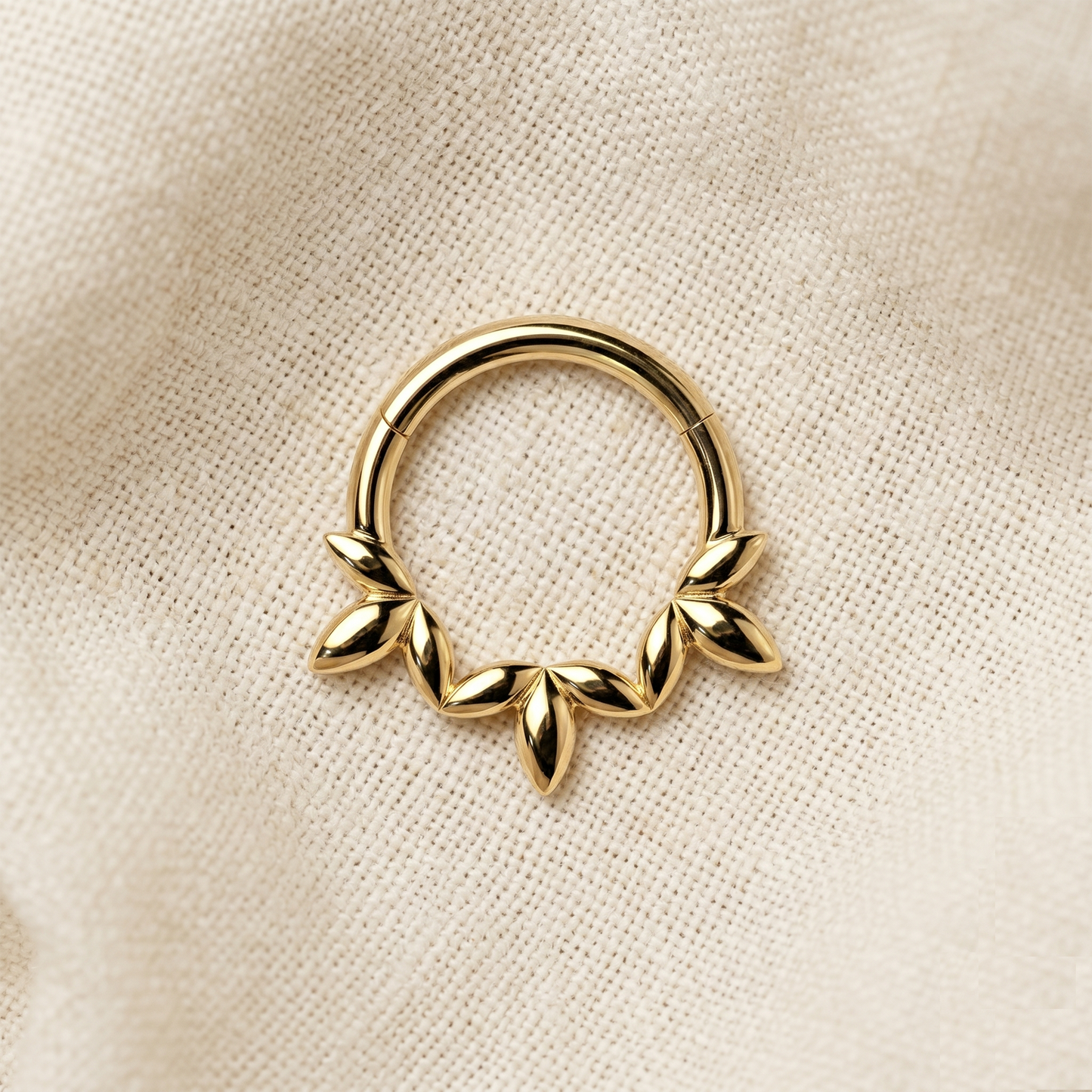Surgical Steel Leaf Vine Hinged Clicker Hoop Ring