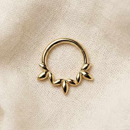 Surgical Steel Leaf Vine Hinged Clicker Hoop Ring