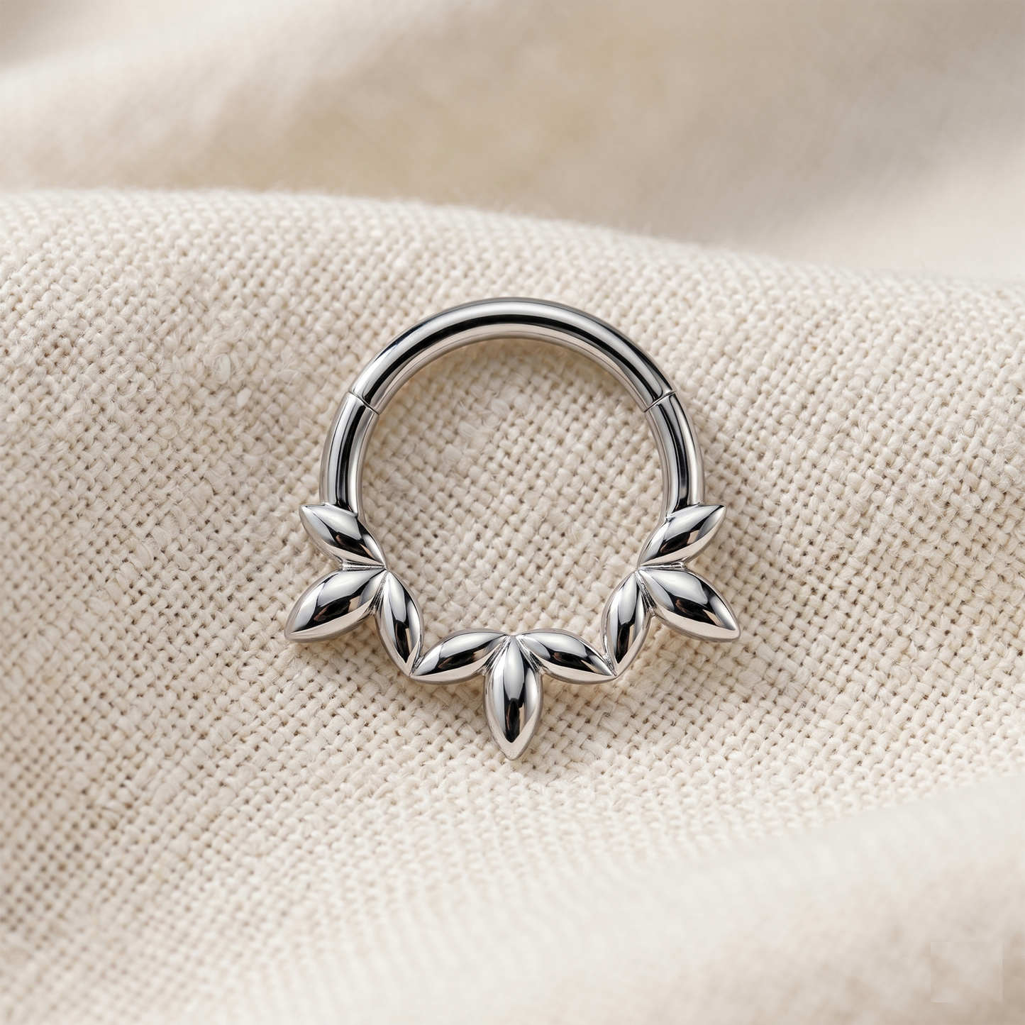 Surgical Steel Leaf Vine Hinged Clicker Hoop Ring