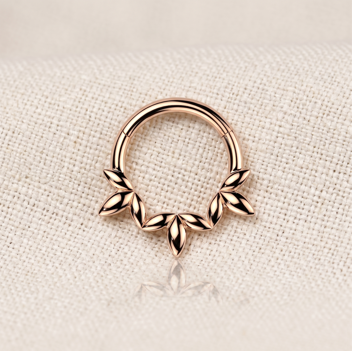 Surgical Steel Leaf Vine Hinged Clicker Hoop Ring