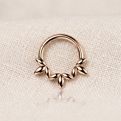 Surgical Steel Leaf Vine Hinged Clicker Hoop Ring
