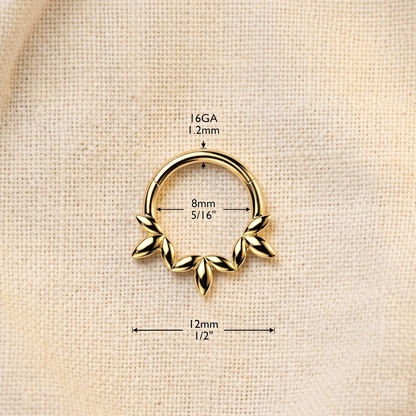 Surgical Steel Leaf Vine Hinged Clicker Hoop Ring