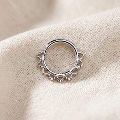 Surgical Steel Heart Filigree Hinged Clicker Hoop 16G