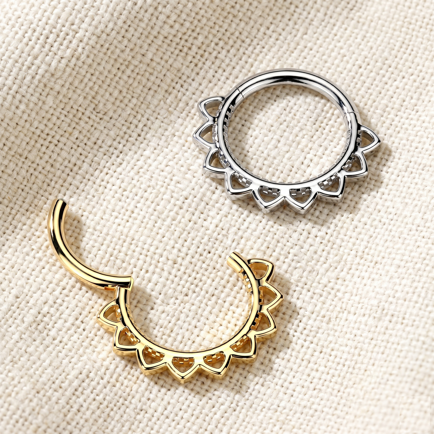 Surgical Steel Heart Filigree Hinged Clicker Hoop 16G