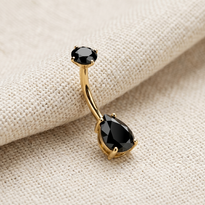 Surgical Steel Prong Teardrop CZ Belly Ring 14G