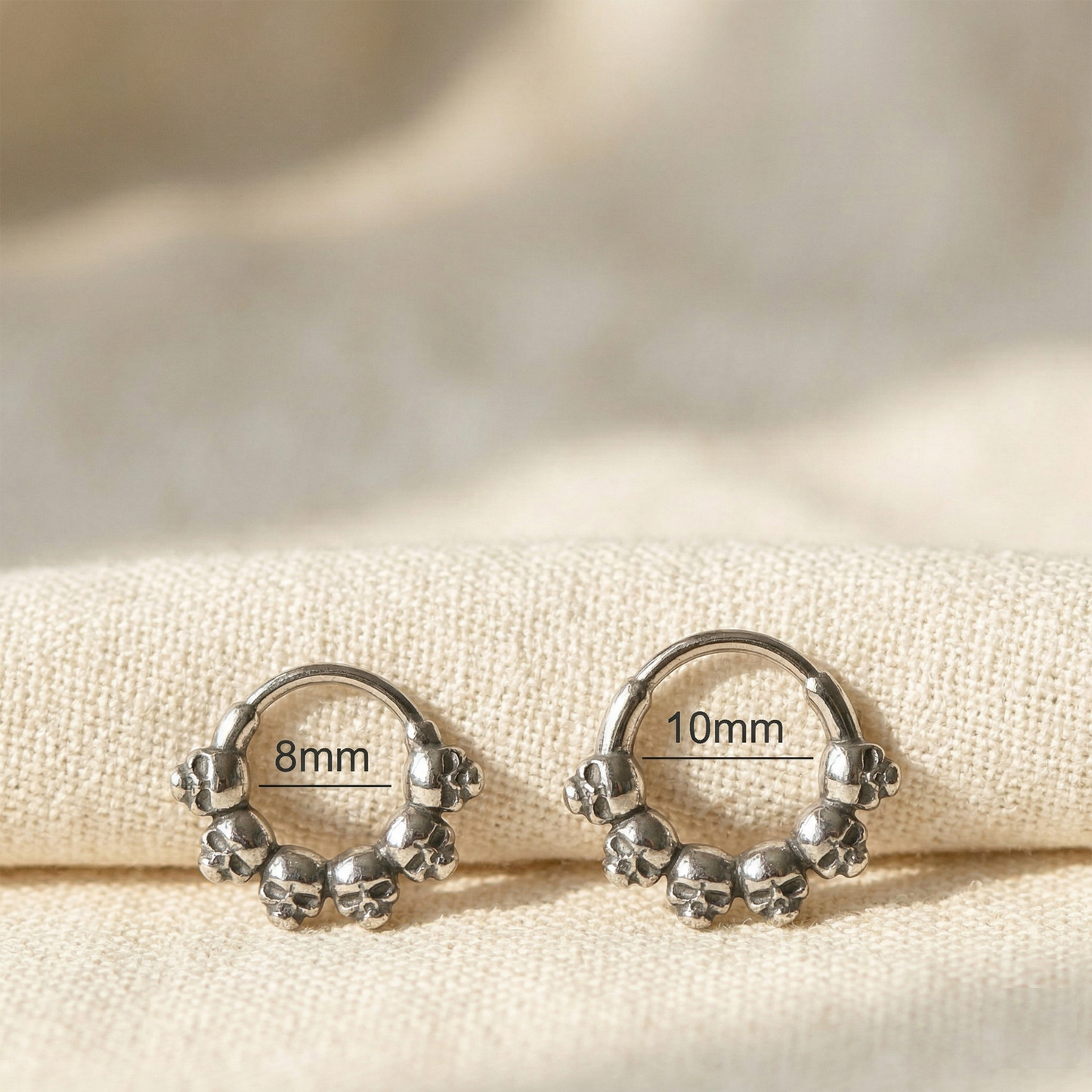 Surgical Steel Skull Hinged Clicker Ring 16G