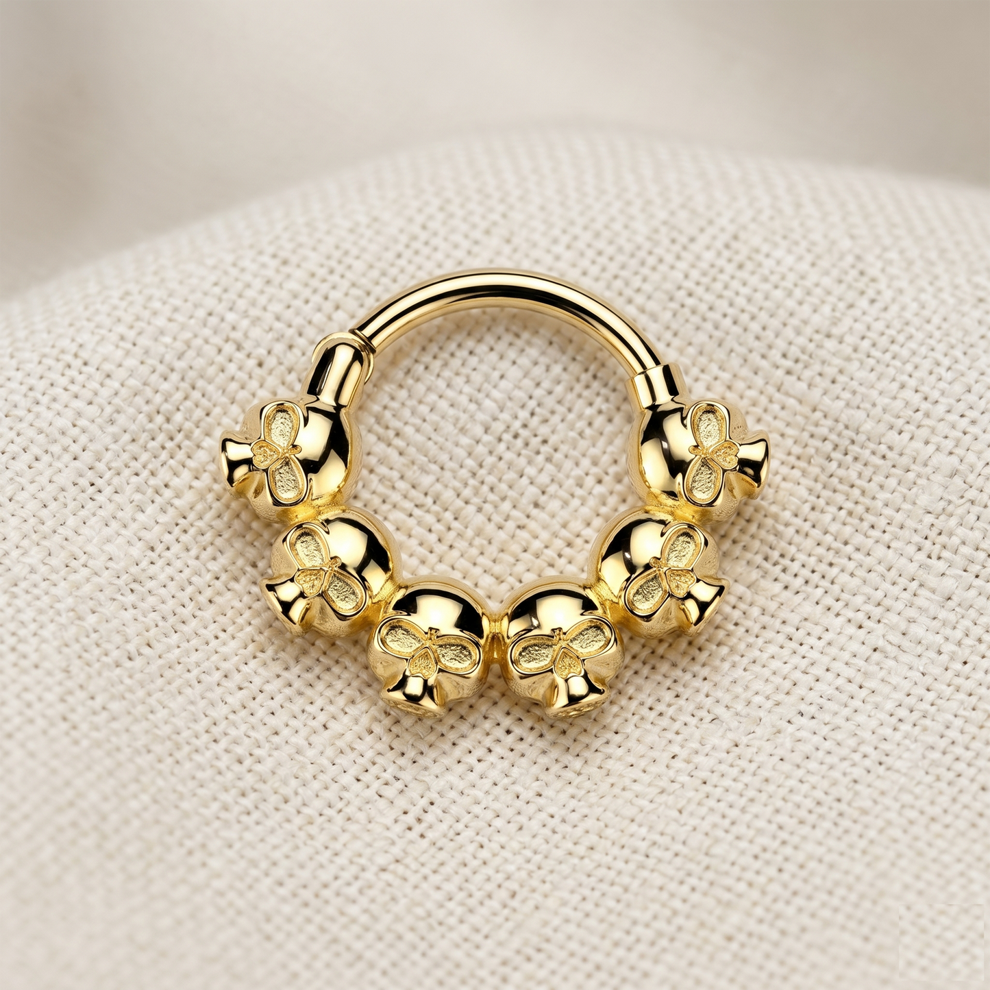 Surgical Steel Skull Hinged Clicker Ring 16G