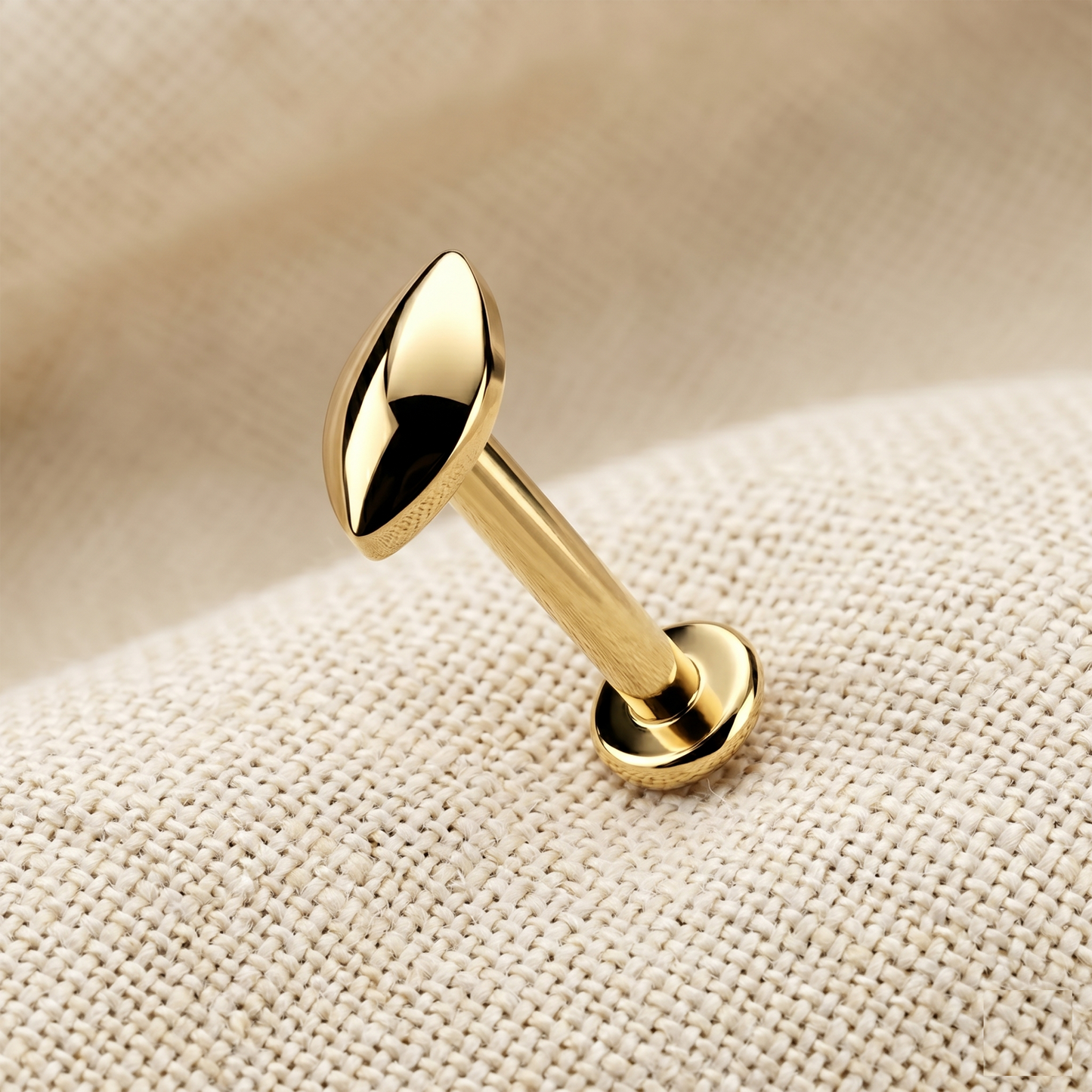 Titanium Internally Threaded Marquise Labret Stud 16G